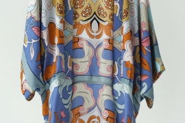 Áo kimono lụa xanh Phật thủ duyên hương